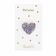  Pin's coeur en porcelaine, bleu et rose, marque Baubels.