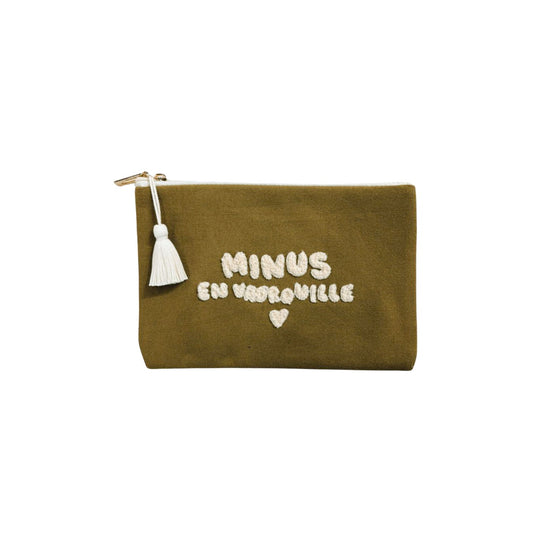 Pochette enfant en coton bio brodée Minus en vadrouille Zakuw