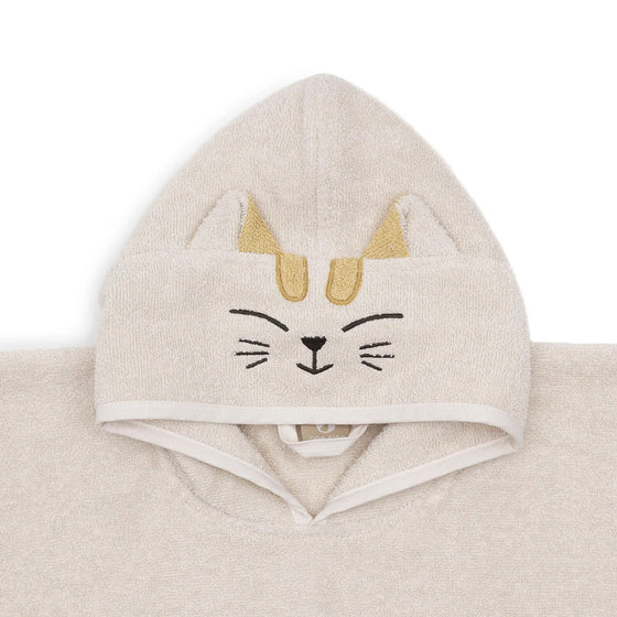 Poncho de bain éponge Charlie le Chat Jollein beige pour bébé et enfant