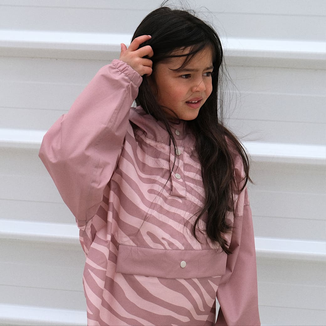  Poncho de pluie pour enfant et adulte, Zebra rose, Poule Party.