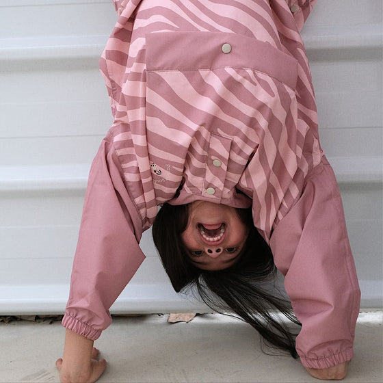 Poncho de pluie pour enfant et adulte, Zebra rose, Poule Party.