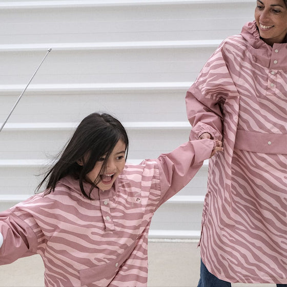 Poncho de pluie pour enfant et adulte, Zebra rose, Poule Party.