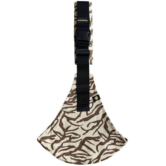 Porte-bébé ergonomique motif zèbre marron Wildride pour portage facile