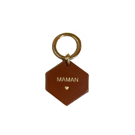 Porte clé camel - Hexagonale - Maman coeur - Fauvette