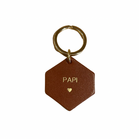 Porte clé camel - Hexagonale - Papi coeur - Fauvette