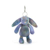 Porte-clés peluche lapin Jellycat multicolore pastel avec attache métallique