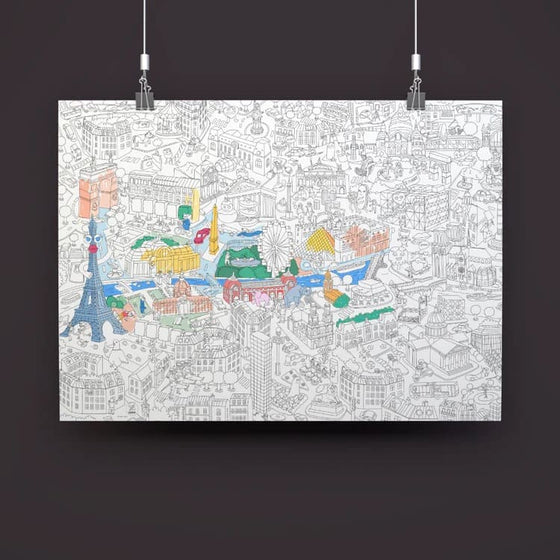 Poster géant à colorier, thème Paris, marque Omy.