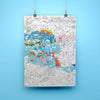 Poste géant à colorier, thème océan, marque Omy.