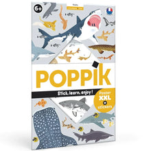  Poster géant avec 45 stickers repositionnables, thème Requins, Poppik.