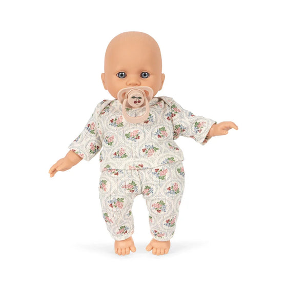 Poupée Violette avec tétine et pyjama fleuri Verona Blues – Konges Sløjd