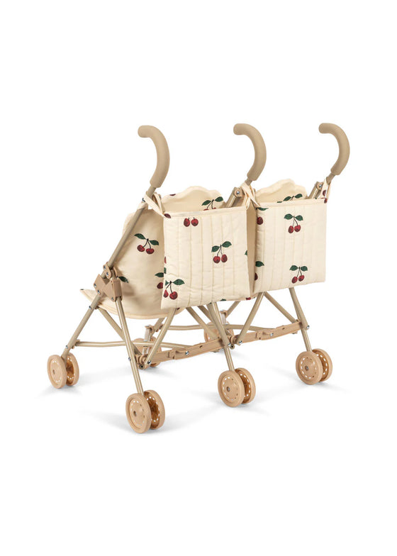 Poussette double pour poupées imprimé cerises – Konges Slojd