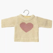  Pull en tricot crème avec cœur rose pour poupée Gordis Minikane