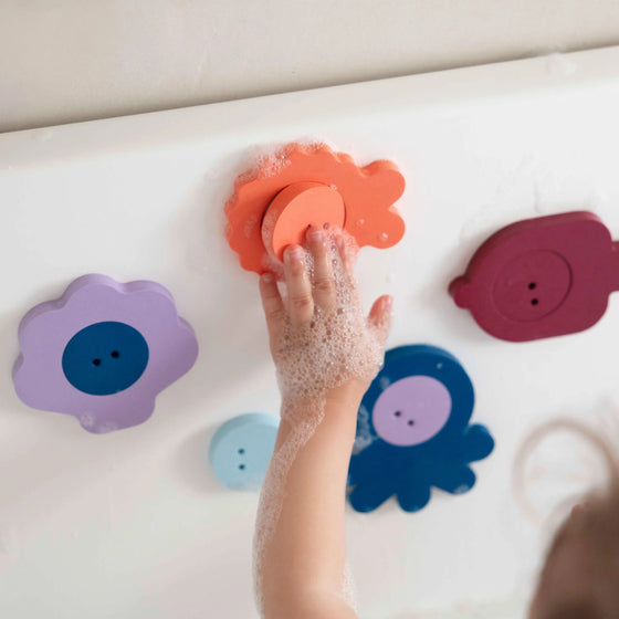 Puzzle de bain en mousse Bord de Mer avec 10 pièces colorées flottantes – Quut