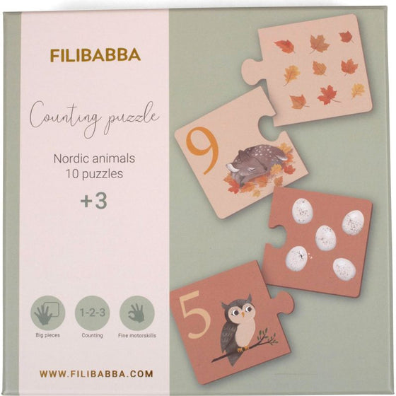 Puzzles apprendre à compter animaux nordiques Filibabba - jeu éducatif 10 puzzles dès 3 ans