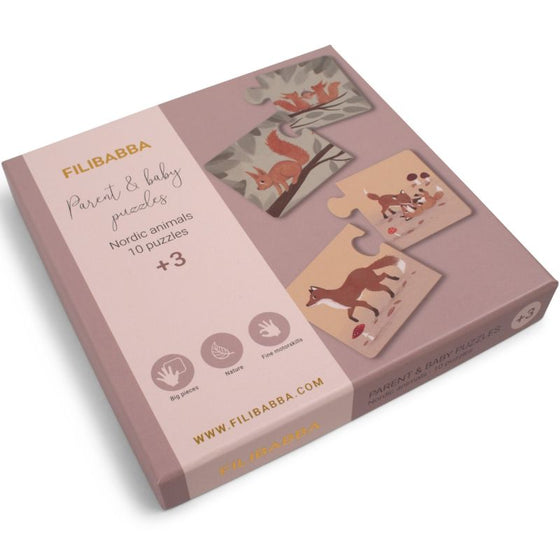 Coffret puzzles animaux nordiques Filibabba – jeu éducatif parent et bébé dès 3 ans