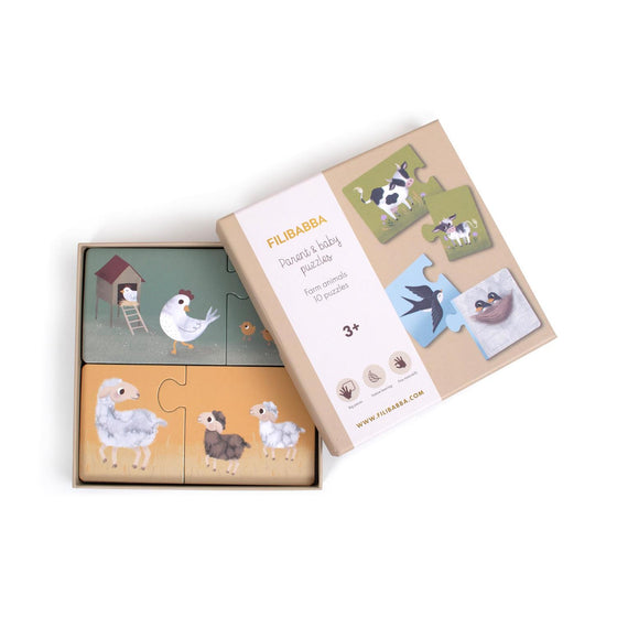 Puzzles mamans et bébés animaux de la ferme Filibabba - jeu éducatif 10 puzzles dès 3 ans