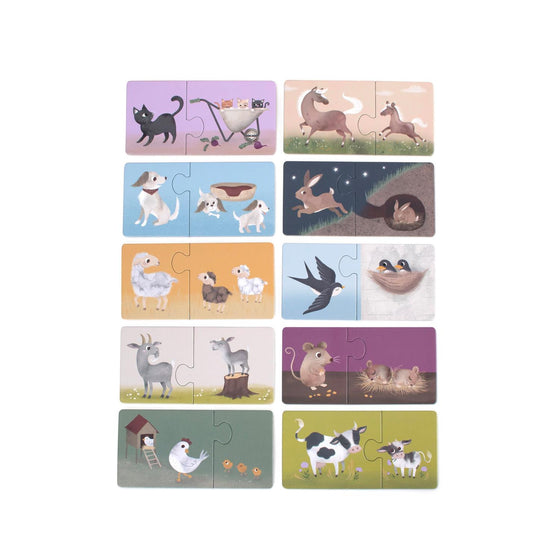 Puzzles mamans et bébés animaux de la ferme Filibabba - jeu éducatif 10 puzzles dès 3 ans