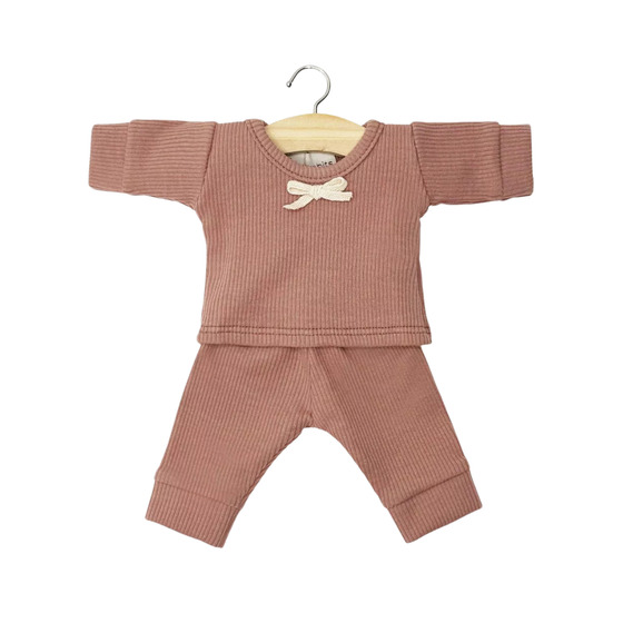 Pyjama rose argile à manches longues pour poupée Gordis Minikane