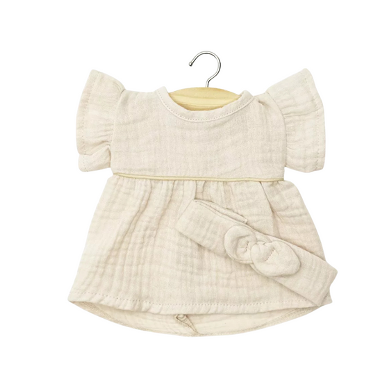 Robe Daisy gaze de coton mastic Minikane avec headband poupées Gordis 34 cm