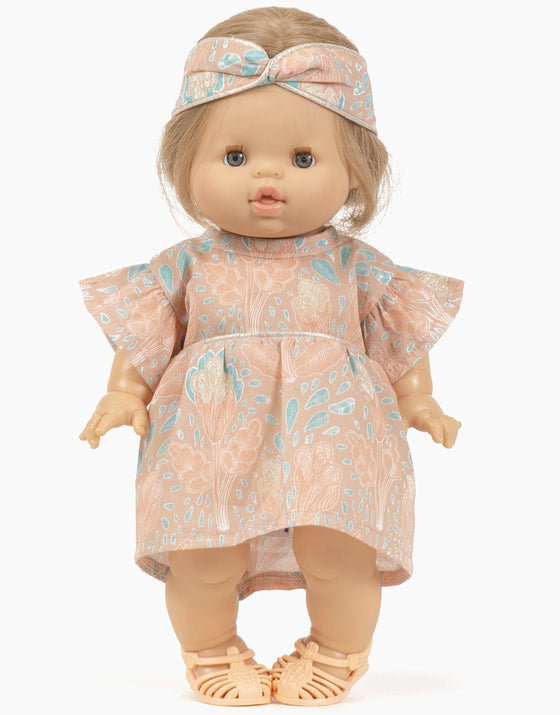 Robe Daisy et son headband pour poupées Gordis Aquarius Minikane. Jouets enfants. Cadeau anniversaire fille ou garçon. Fabrication française.