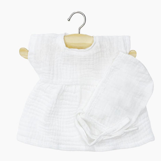 Robe Faustine et son béguin crème poupées Babies Minikane.