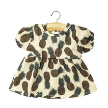  Robe Faustine à manches ballons en gaze de coton imprimé ananas pour poupées Gordis et Babies Minikane – tenue estivale et tendance.