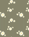 Robe Faustine sans manches en jersey vert à marguerites pour poupées Gordis Minikane – tenue fleurie pour jeux d’imitation.