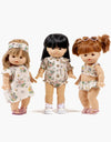 Robe fleurie printemps rose et headband assorti pour poupée 34-38 cm – collection Emile et Ida x Minikane.