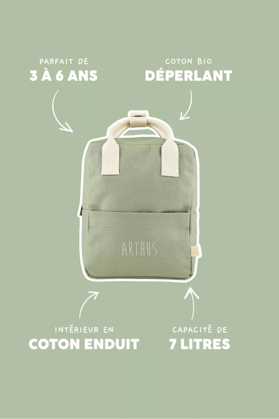 sac à dos Roméo personnalisable amande Petit Picotin enfant – sac crèche maternelle prénom