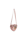 Sac à bandoulière enfant rose pailleté avec motif chats en forme de cœur Konges Sløjd