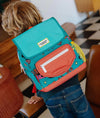 Sac à dos carré Disco Roar Hello Hossy turquoise pour enfants de 2 à 5 ans