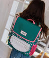Sac à dos carré Garden Joy Hello Hossy vert avec fleurs roses pour enfants