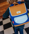 Sac à dos carré Mini Blue Canyon Hello Hossy bleu et camel pour enfants