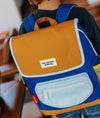 Sac à dos carré Mini Blue Canyon Hello Hossy bleu et camel pour enfants