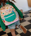 Sac à dos Cocktail Party Hello Hossy beige avec motifs fun pour enfants de 2 à 5 ans