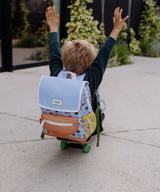 Sac à dos enfant Hello Hossy Dunk bleu beige et jaune