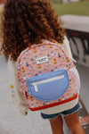 Sac à dos enfant Hello Hossy Flore corail bleu et marron à motifs