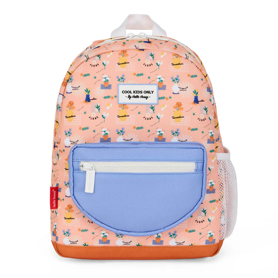 Sac à dos enfant Hello Hossy Flore corail bleu et marron à motifs