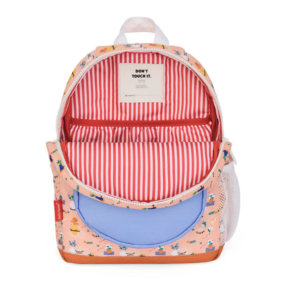 Sac à dos enfant Hello Hossy Flore corail bleu et marron à motifs