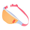 Sac banane enfant Hello Hossy Mini Indiana avec couleurs orange, bleu ciel et rose, fermeture blanche, ceinture réglable rose