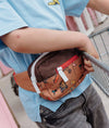 Sac banane enfant Hello Hossy Mascots Ride orange et marron avec mascottes à vélo et ceinture rouge