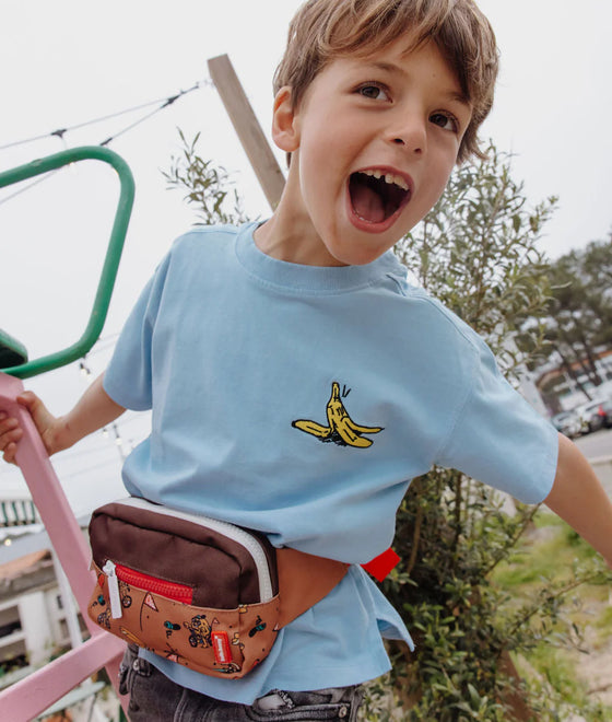 Sac banane enfant Hello Hossy Mascots Ride orange et marron avec mascottes à vélo et ceinture rouge