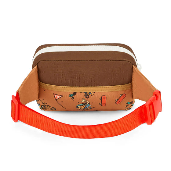 Sac banane enfant Hello Hossy Mascots Ride orange et marron avec mascottes à vélo et ceinture rouge