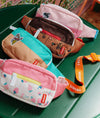 Sac banane enfant Hello Hossy Mascots Ride orange et marron avec mascottes à vélo et ceinture rouge