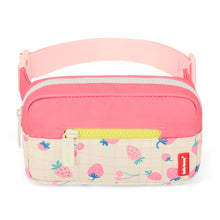  Sac banane enfant Hello Hossy Berry Bloom rose avec motifs fraises et cerises, fermeture jaune, ceinture rose clair