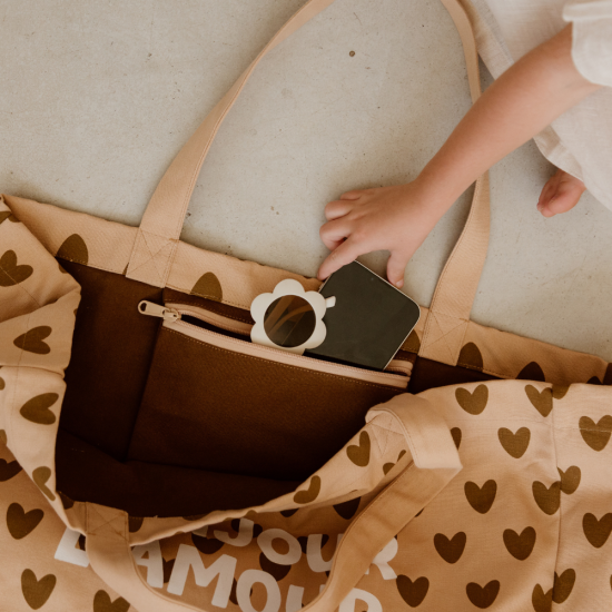 sac cabas XL Atelier Wagram Bonjour l'amour motif cœurs