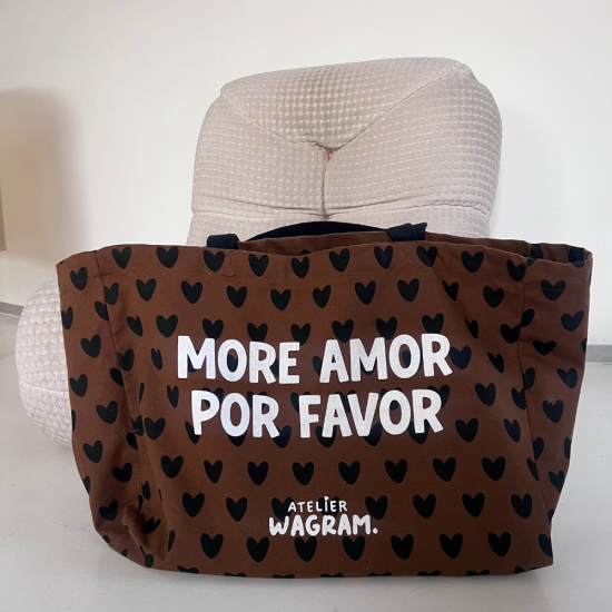 sac cabas XL Atelier Wagram More Amor Por Favor motif cœurs