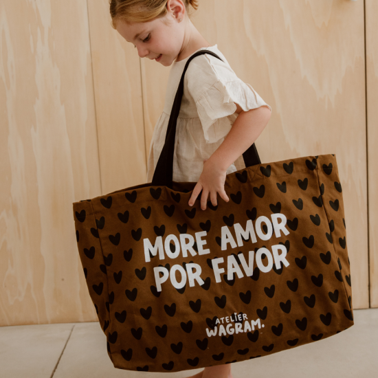 sac cabas XL Atelier Wagram More Amor Por Favor motif cœurs