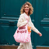 Sac cabas Elisa à rayures rose fluo avec logo Rose in April