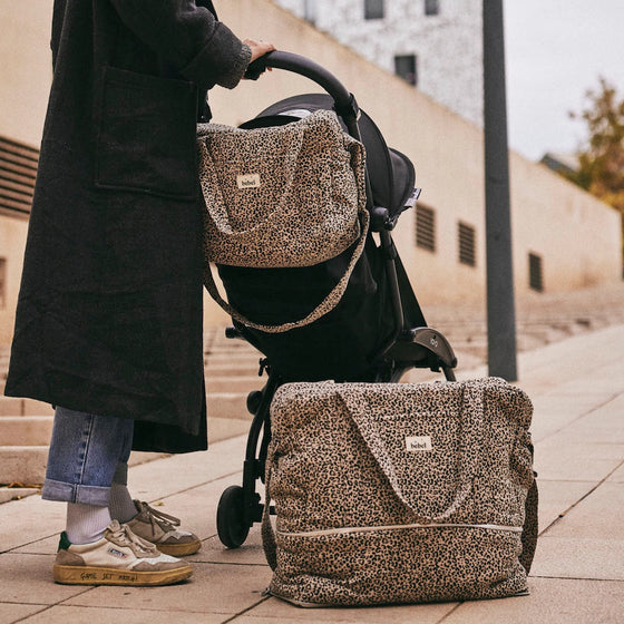 sac à langer 24/48h léopard effet lin Léo Beige Bebel